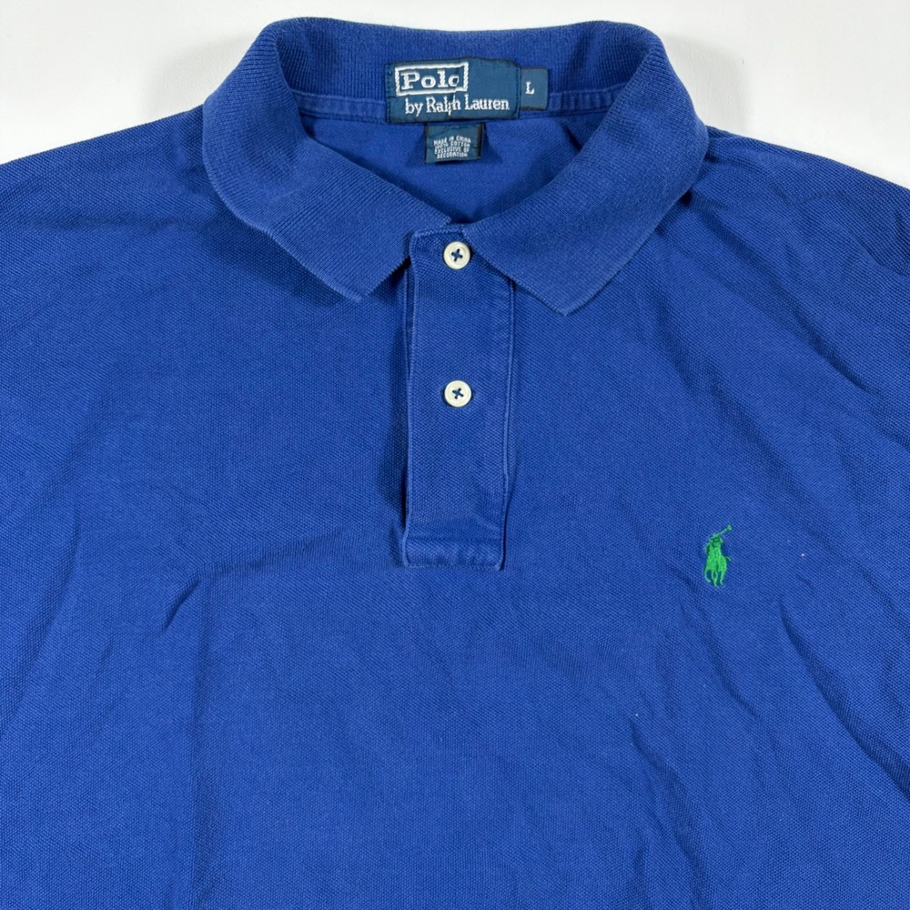 Polo Ralph Lauren Polo Shirt Mens Large Short Sleeve Pique Cotton Blue